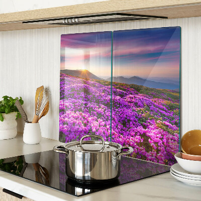 Planche à découper verre Paysage fleuri au coucher du soleil
