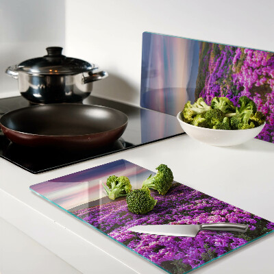 Planche à découper verre Paysage fleuri au coucher du soleil