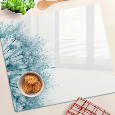Planche à découper en verre Pissenlits avec des gouttes d'eau