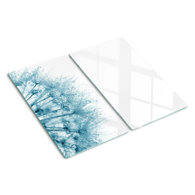 Planche à découper en verre Pissenlits avec des gouttes d'eau