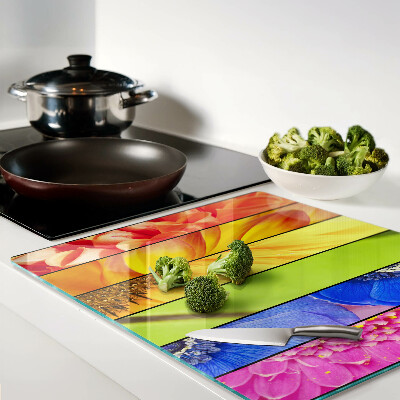Planche à découper en verre Motifs floraux aux couleurs intenses