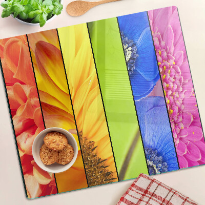 Planche à découper en verre Motifs floraux aux couleurs intenses