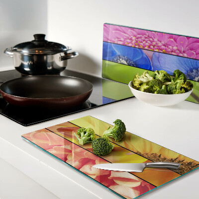 Planche à découper en verre Motifs floraux aux couleurs intenses