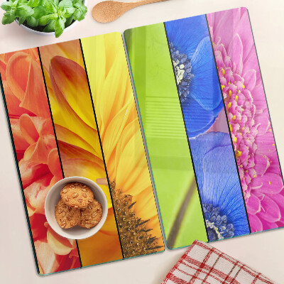 Planche à découper en verre Motifs floraux aux couleurs intenses