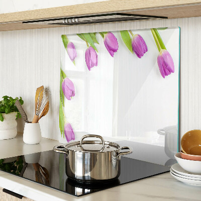 Planche à découper verre Tulipes sur fond blanc
