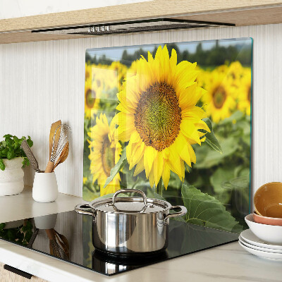 Planche à découper verre Tournesols sur fond vert