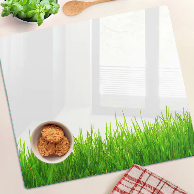 Planche à découper verre herbe verte