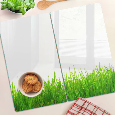 Planche à découper verre herbe verte