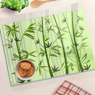 Planche à découper en verre Bambou sur fond vert