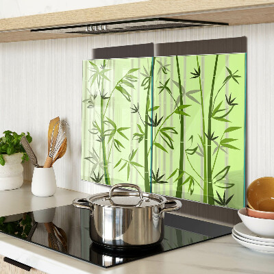 Planche à découper en verre Bambou sur fond vert