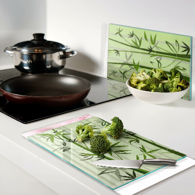 Planche à découper en verre Bambou sur fond vert