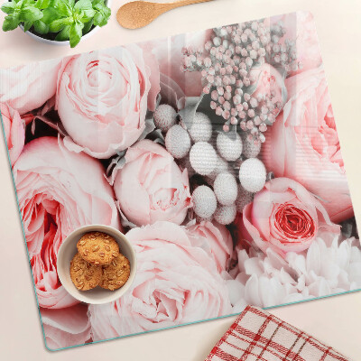 Planche à découper verre Roses dans les tons de rose