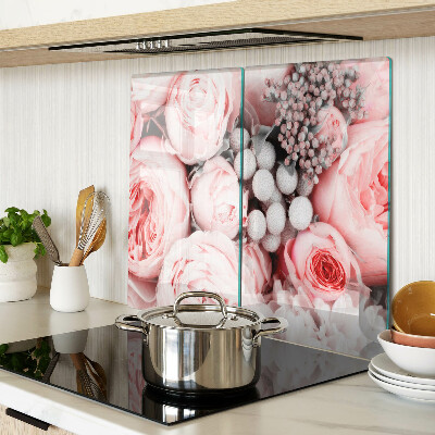 Planche à découper verre Roses dans les tons de rose
