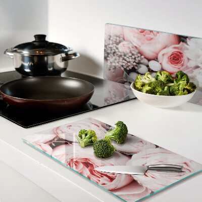 Planche à découper verre Roses dans les tons de rose