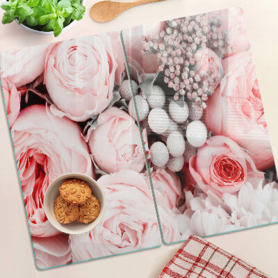 Planche à découper verre Roses dans les tons de rose