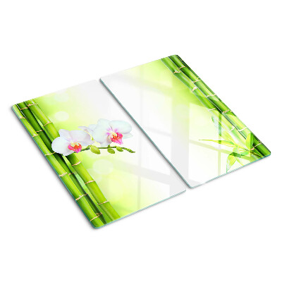 Planche à découper en verre Orchidées et bambous