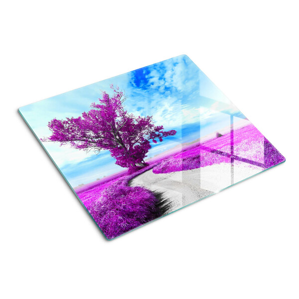 Planche à découper en verre Arbre violet contre le ciel