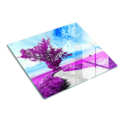 Planche à découper en verre Arbre violet contre le ciel