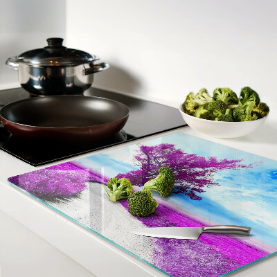 Planche à découper en verre Arbre violet contre le ciel