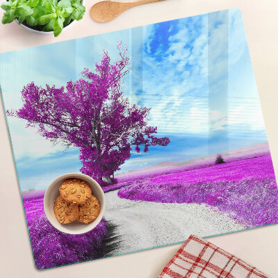 Planche à découper en verre Arbre violet contre le ciel