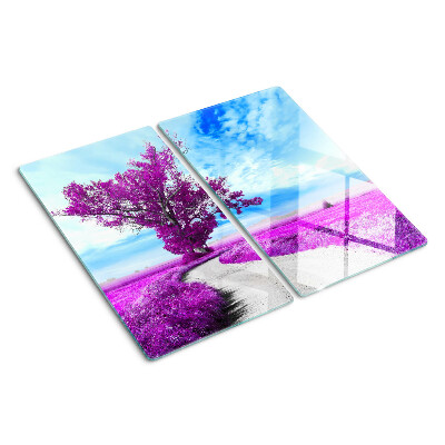 Planche à découper en verre Arbre violet contre le ciel