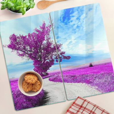 Planche à découper en verre Arbre violet contre le ciel