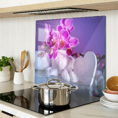 Planche à découper verre Orchidées sur pierres
