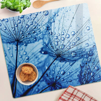 Planche à découper en verre Fleurs avec des gouttes d'eau