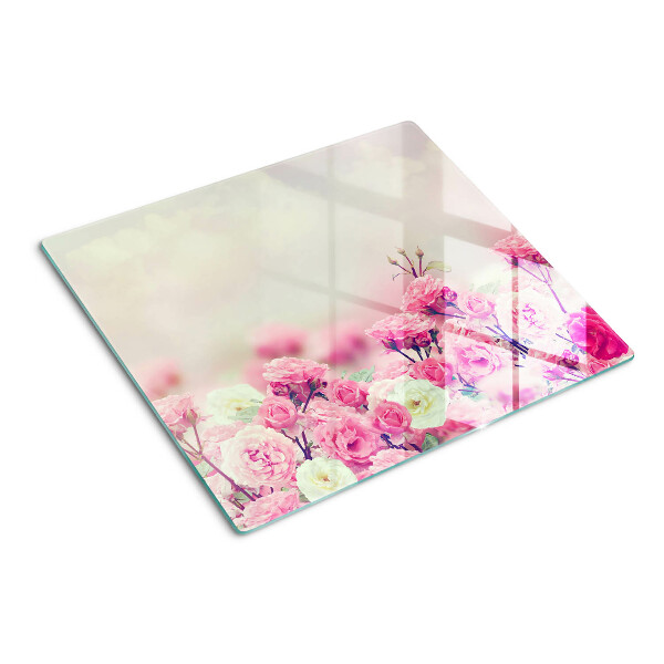 Planche à découper verre Motif floral rose