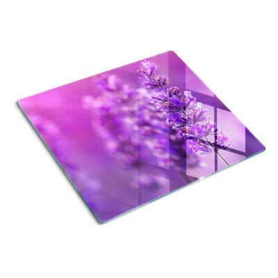 Planche à découper en verre Fleurs de lavande sur fond violet