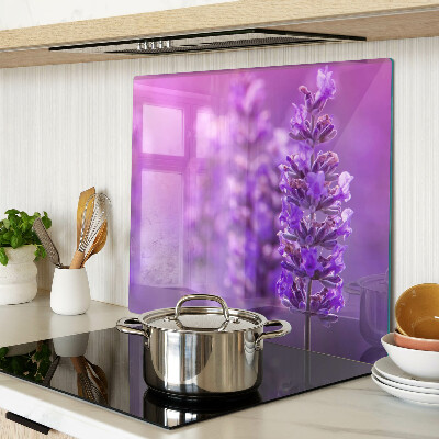Planche à découper en verre Fleurs de lavande sur fond violet