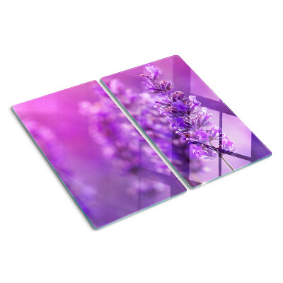Planche à découper en verre Fleurs de lavande sur fond violet