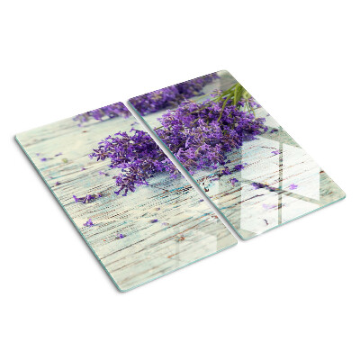 Planche à découper en verre Lavande sur fond de bois