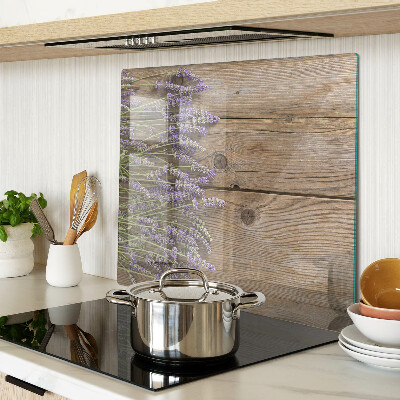 Planche à découper en verre Lavande sur fond de bois