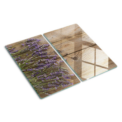 Planche à découper en verre Lavande sur fond de bois