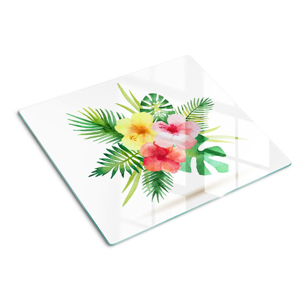 Planche à découper verre Fleurs et feuilles tropicales