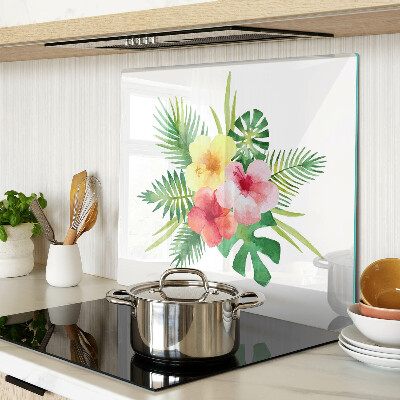 Planche à découper verre Fleurs et feuilles tropicales