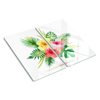 Planche à découper verre Fleurs et feuilles tropicales
