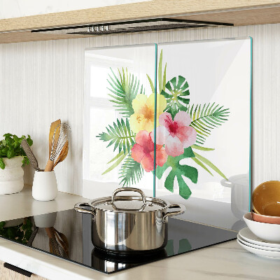 Planche à découper verre Fleurs et feuilles tropicales