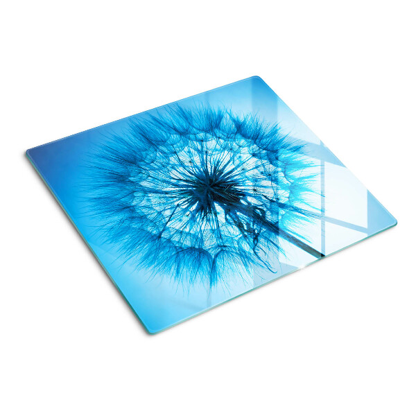 Planche à découper verre Pissenlit sur fond bleu