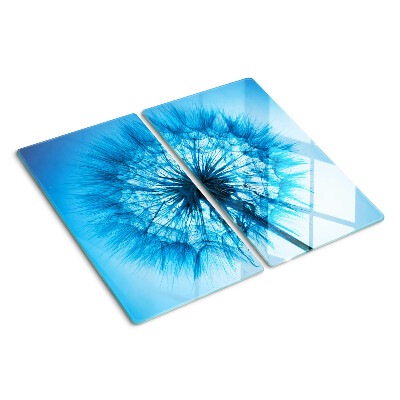 Planche à découper verre Pissenlit sur fond bleu
