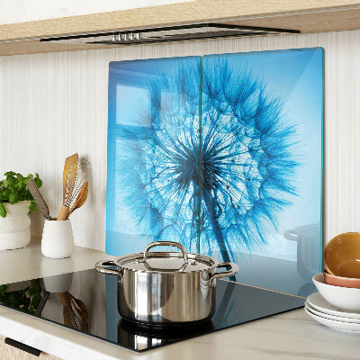 Planche à découper verre Pissenlit sur fond bleu