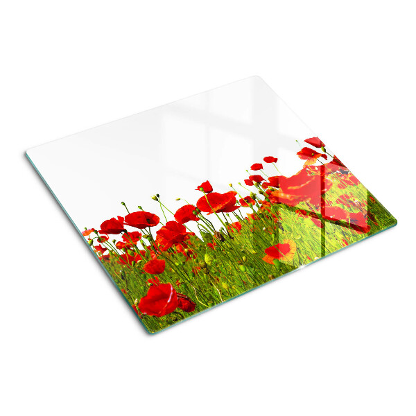 Planche à découper verre Coquelicots dans le pré