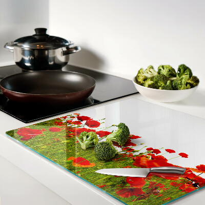 Planche à découper verre Coquelicots dans le pré