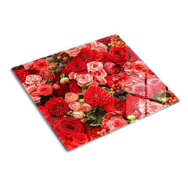 Planche à découper en verre Motif floral avec des roses