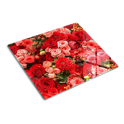 Planche à découper en verre Motif floral avec des roses