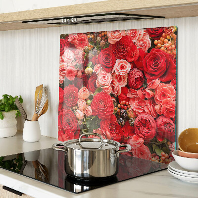 Planche à découper en verre Motif floral avec des roses