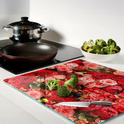 Planche à découper en verre Motif floral avec des roses