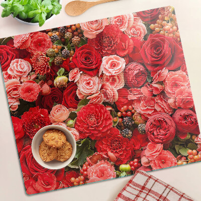 Planche à découper en verre Motif floral avec des roses
