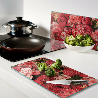 Planche à découper en verre Motif floral avec des roses
